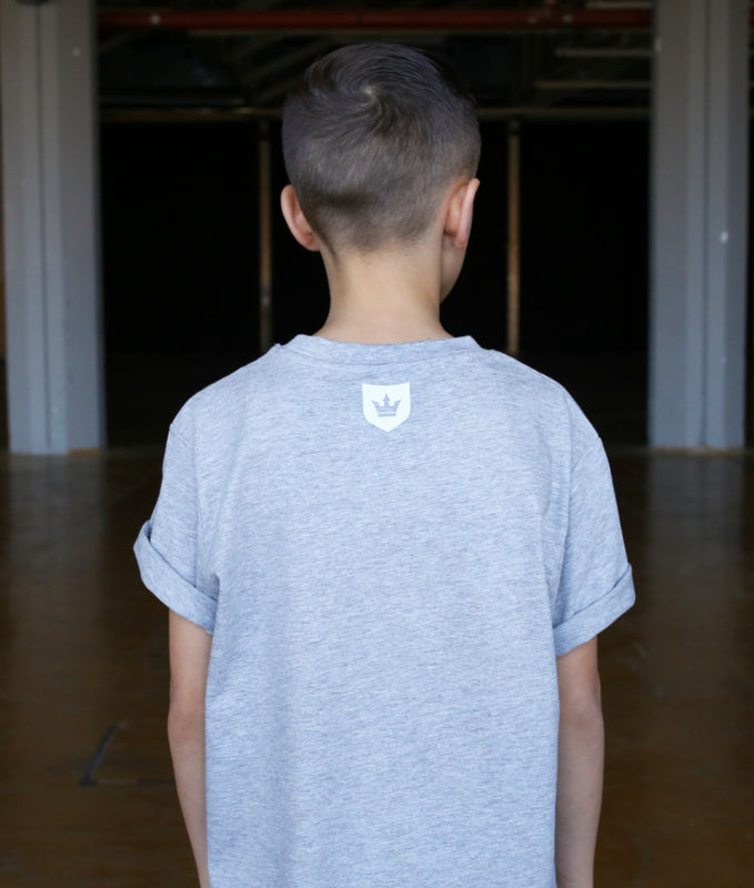 Kinder-T-Shirt Grau WANNA PLAY mit rundem Logo
